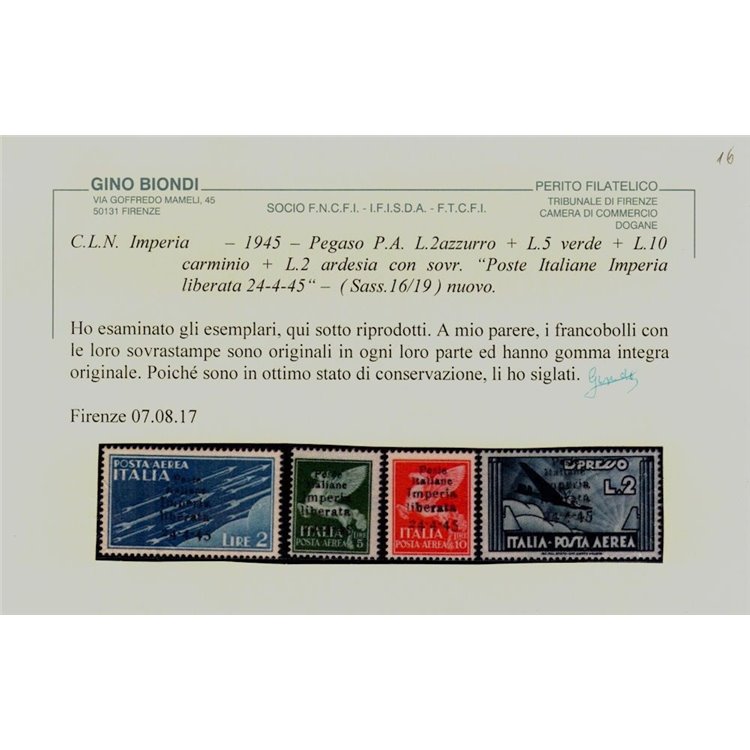 IMPERIA 1945 Posta aerea 4v MNH** ©
