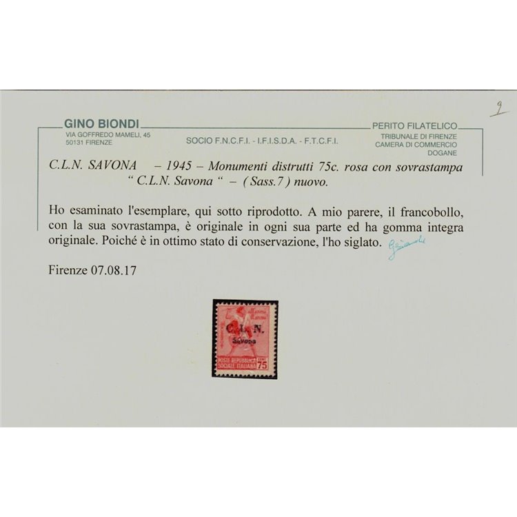 SAVONA 1945 Monumenti distrutti 10v MNH** ©