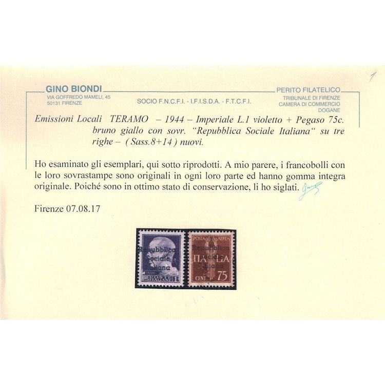 TERAMO 1944 Imperiale sovrastampata 16v MNH** ©