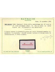 SAN MARINO 1948 Prova di soprastampa espresso ₤ 35 su 30 MNH** ©
