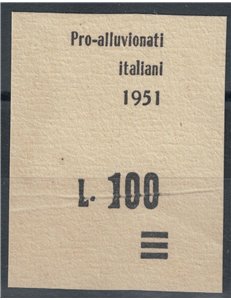 SAN MARINO 1951 Prova di soprastampa £ 100 su 250 Pro alluvionati MNH** ©
