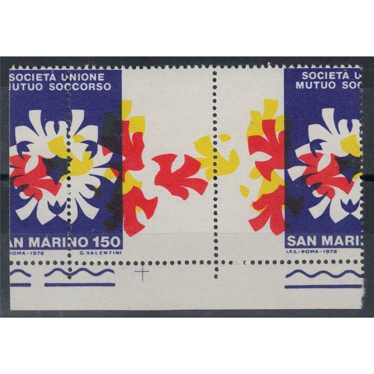 SAN MARINO 1976 Mutual Aid Variety (perforations and colors shifted) 2v MNH** ©