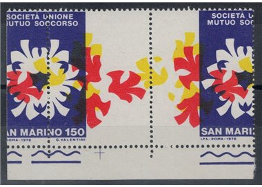 SAN MARINO 1976 Mutual Aid Variety (perforations and colors shifted) 2v MNH** ©