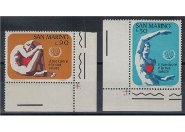 SAN MARINO 1972 Variety Cardiovascular Diseases (heart decal) 2v MNH** ©