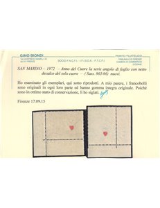 SAN MARINO 1972 Varietà Malattie Cardiovascolari (decalco cuore) 2v MNH** ©