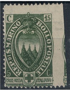 SAN MARINO 1923 Varietà 15c Croce Rossa (nd a dx) MNH** ©