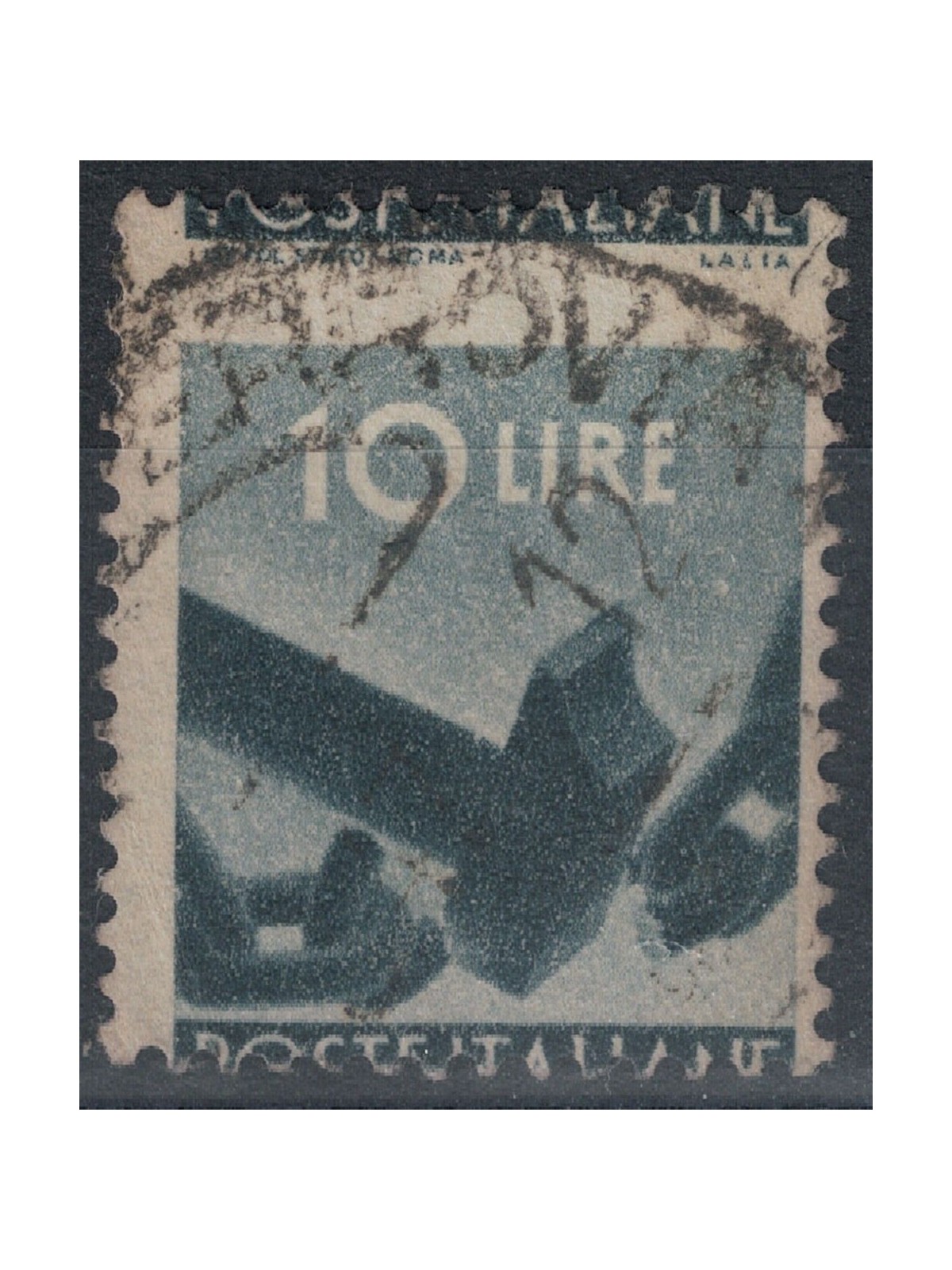 ITALY 1945 Democratic £10 (perforated fort. moved) us ©