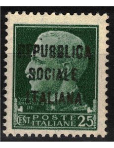 ITALY RSI 1944 Variety 25c Imperial (exchanges overprinted in div. col.) MNH** ©