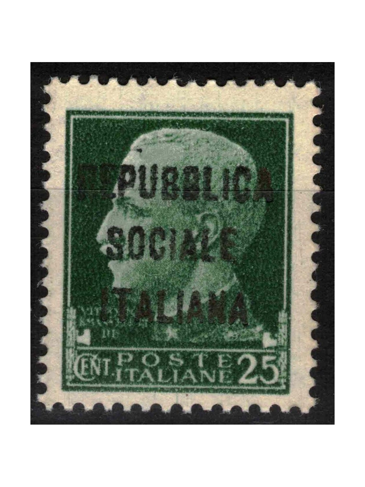 ITALIA RSI 1944 Varietà 25c Imperiale (scambi soprast. in col. div.) MNH** ©