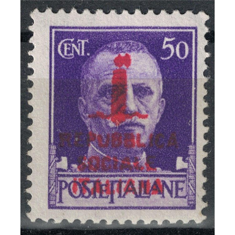 ITALY RSI 1944 Variety 50c Imperial (overprint exchanges div. col.) MNH** ©