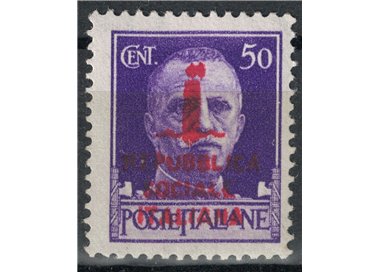 ITALY RSI 1944 Variety 50c Imperial (overprint exchanges div. col.) MNH** ©