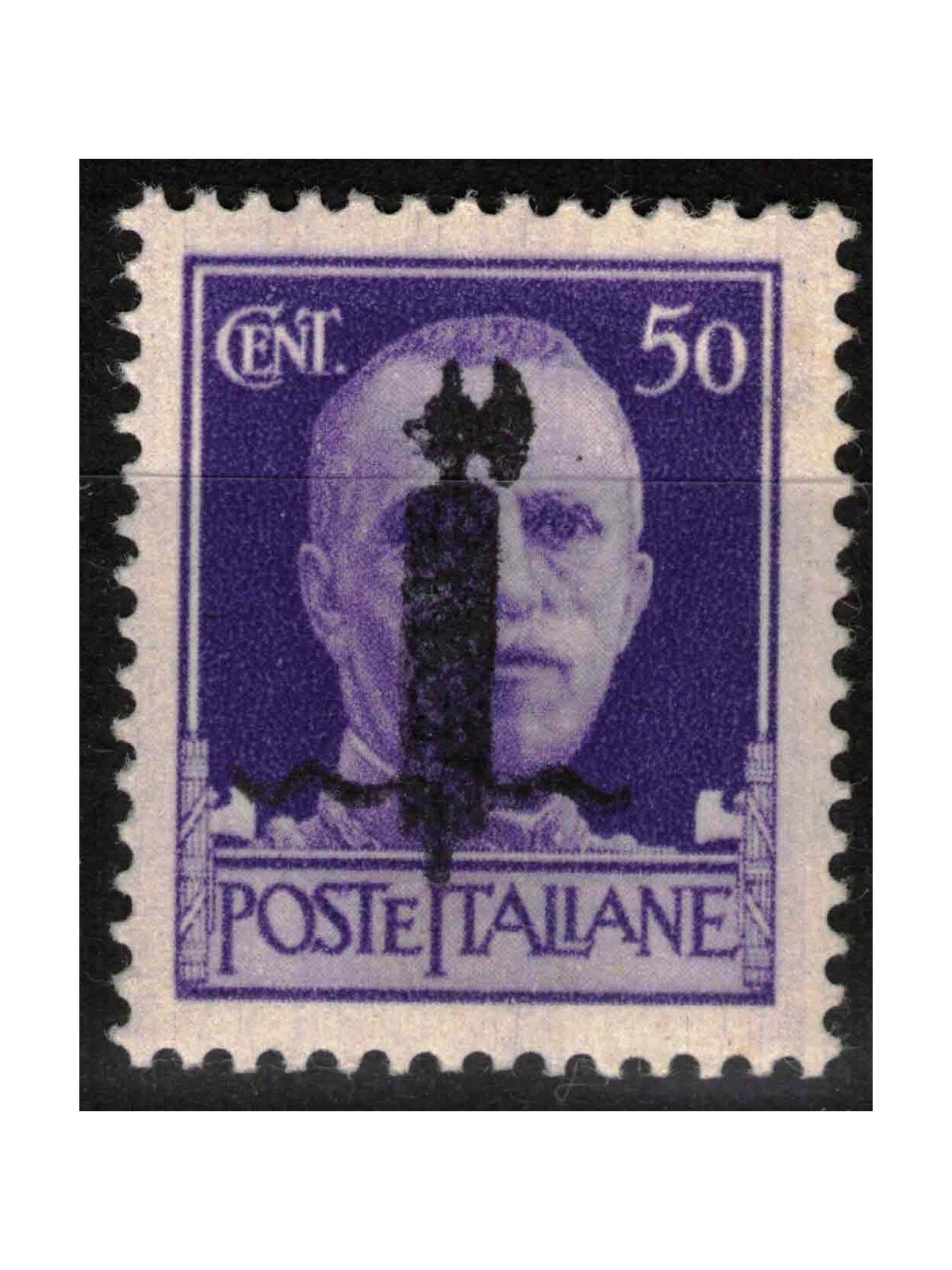 ITALY RSI 1944 Variety 50c Imperial (exchanges overlay black bundle) MNH** ©