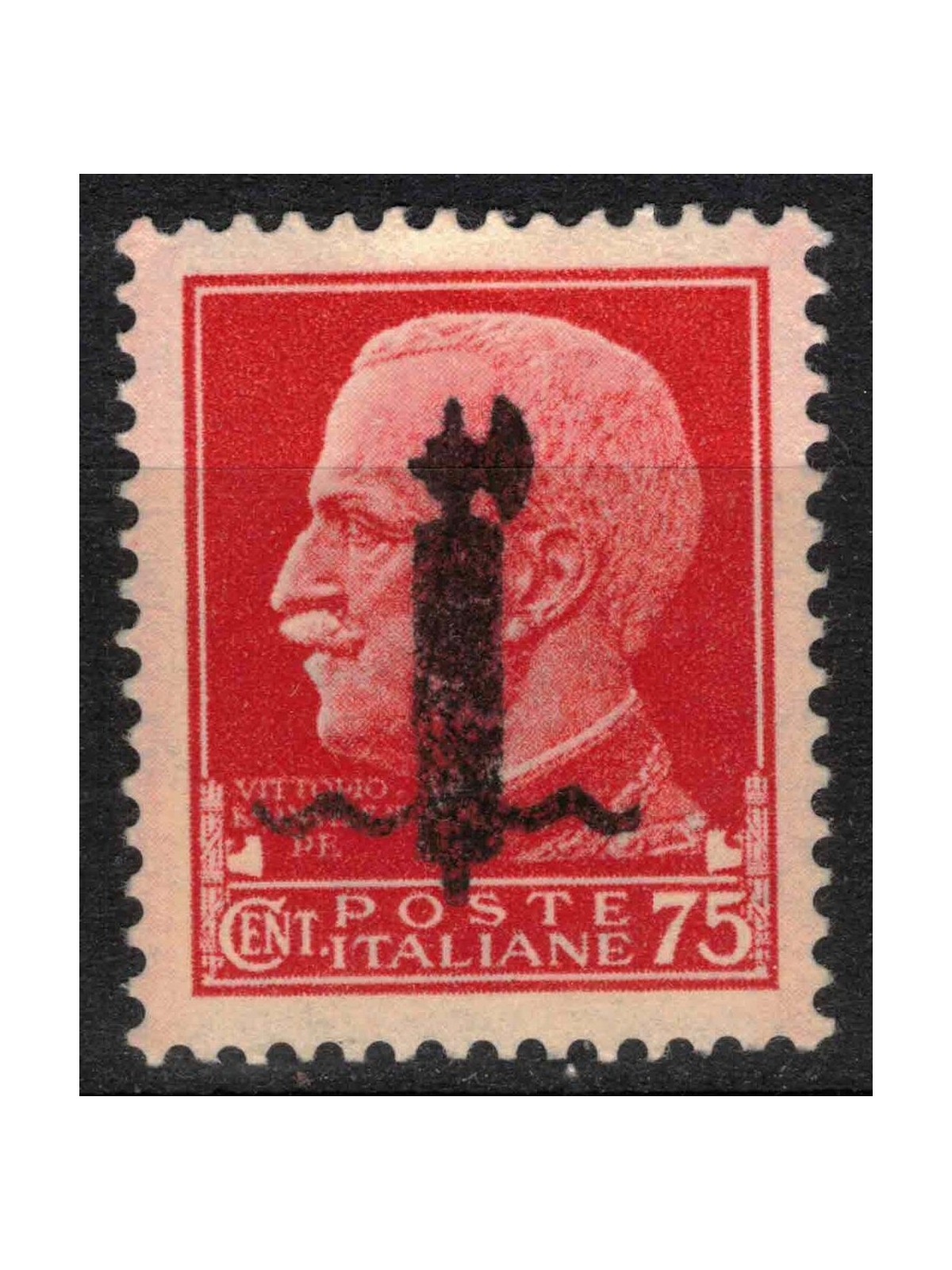 ITALIA RSI 1944 Varietà 75c Imperiale (scambi soprast. fascio nero) MNH** ©