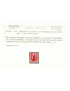 ITALIA RSI 1944 Varietà 75c Imperiale (scambi soprast. fascio nero) MNH** ©