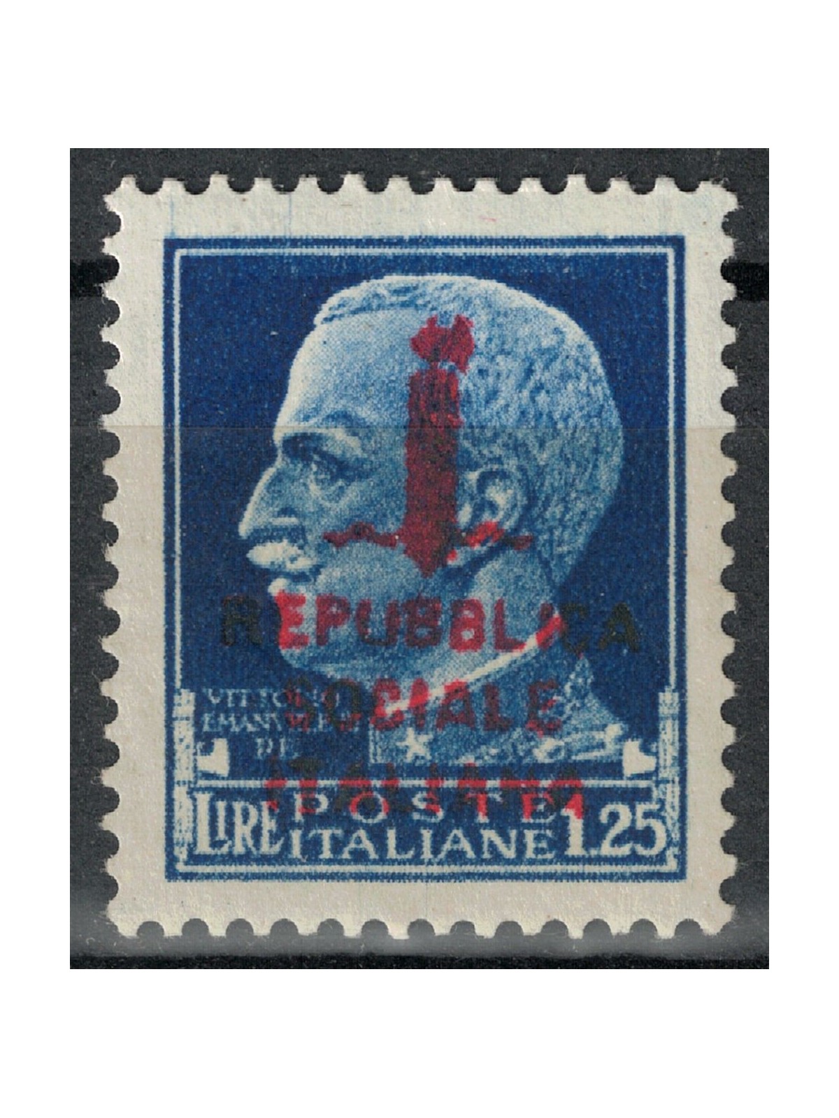 ITALY RSI 1944 Variety 1.25£ Imperial (overprints div. col.) MNH** ©