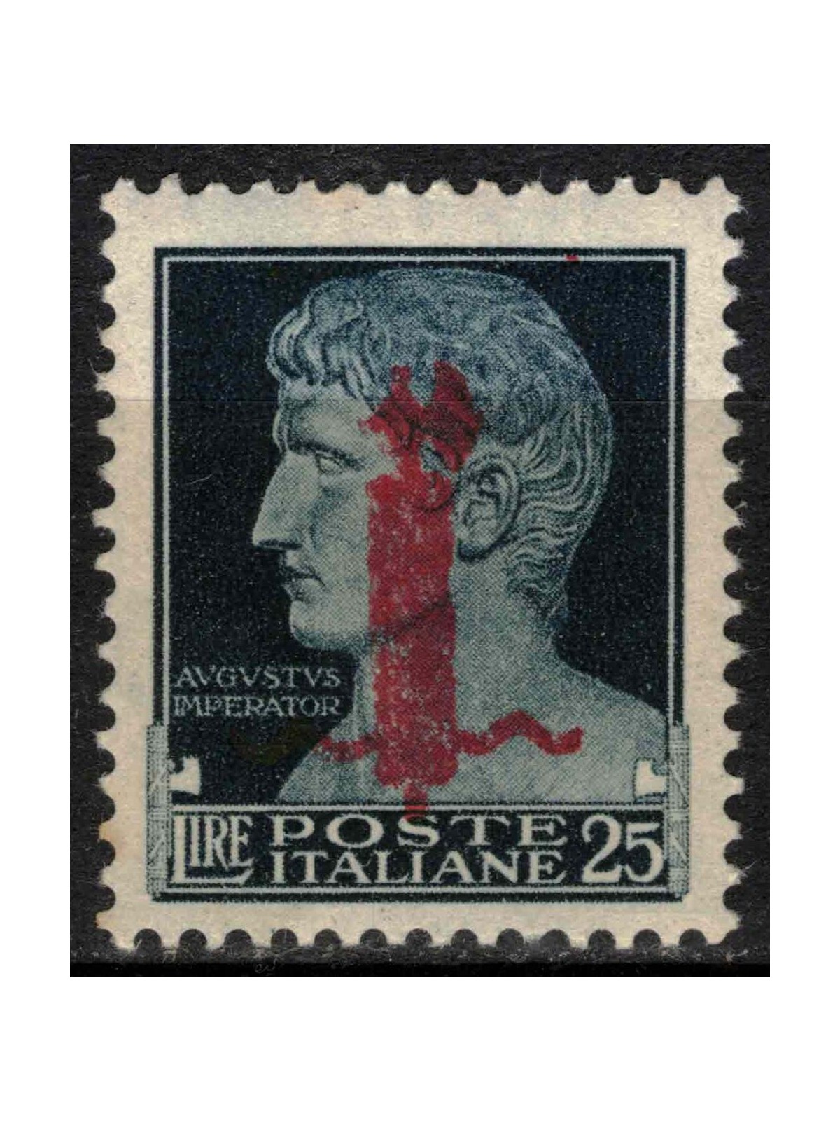 ITALIA RSI 1944 Saggio 25£ Imperiale (soprast. fascio in rosso) MNH** ©