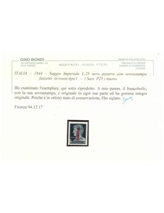 ITALIA RSI 1944 Saggio 25₤ Imperiale (soprast. fascio in rosso) MNH** ©