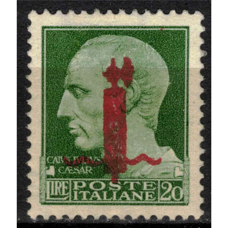 ITALIA RSI 1944 Saggio 20£ Imperiale (soprast. fascio in rosso) MNH** ©