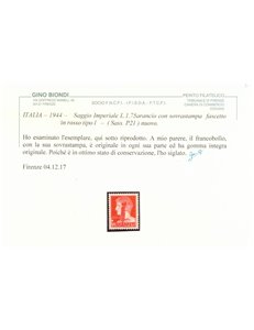 ITALIA RSI 1944 Saggio 1,75₤ Imperiale (soprast. fascio in rosso) MNH** ©