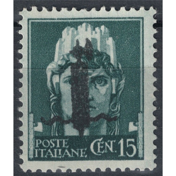 ITALY RSI 1944 Imperial 15c Sample (black bundle overlay) MNH** ©