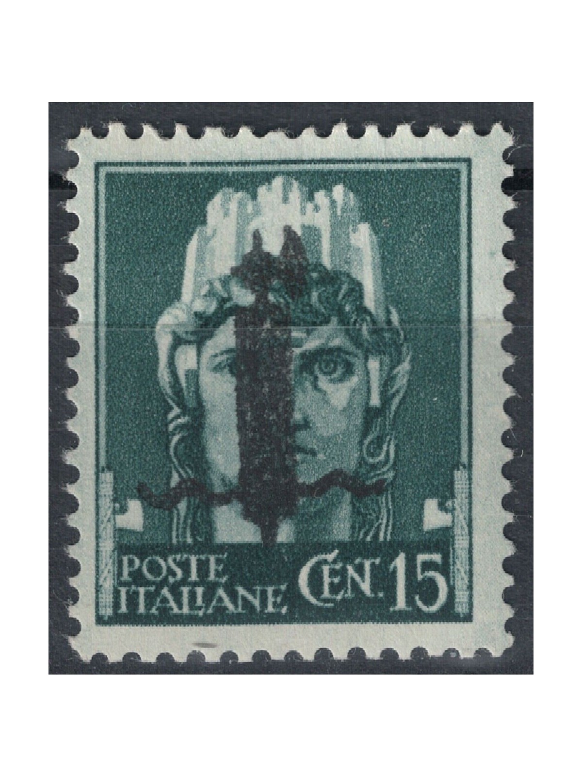 ITALIA RSI 1944 Saggio 15c Imperiale (soprast. fascio in nero) MNH** ©
