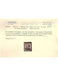 ITALIA REGNO 1922-23 BLP 40c bruno (soprast. in nero) MNH** ©