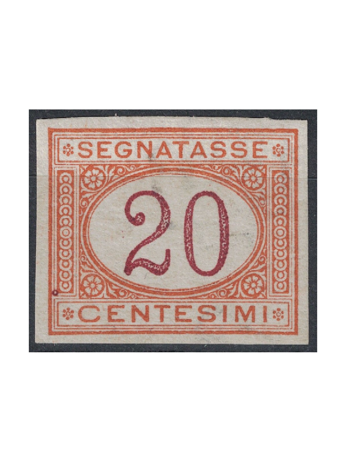 ITALIA REGNO 1890-94 Varietà Segnatasse 20c (non dentellato) MNH** ©