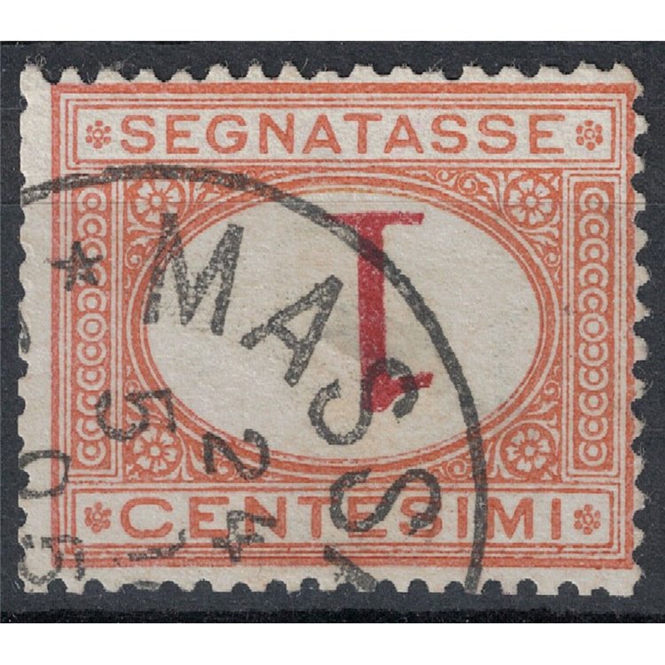 ITALY KINGDOM 1870 Variety Postage Due 1c (upside down figure) us ©