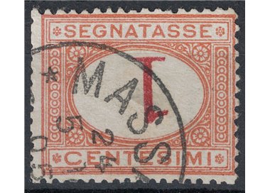 ITALY KINGDOM 1870 Variety Postage Due 1c (upside down figure) us ©