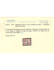 ITALIA REGNO 1870 Varietà Segnatasse 1c (cifra capovolta) us ©