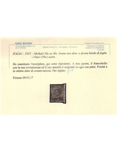 ITALIA REGNO 1923-27 Varietà 50c su 40c Michetti (nd a dx) us ©
