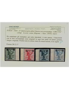 ITALIA REGNO 1924 Vittoria soprastampati (senza filigrana) 4v MNH** ©