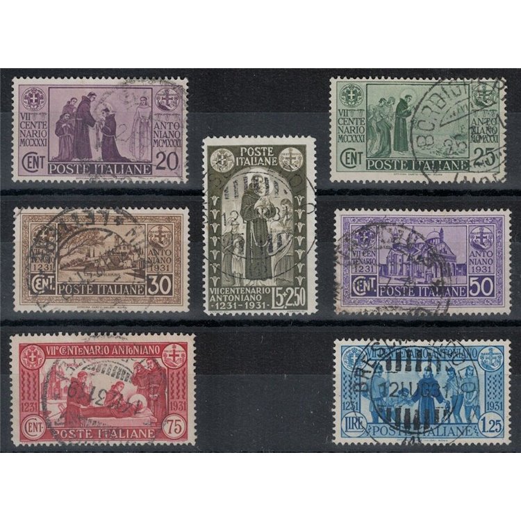 ITALIA REGNO 1931 Centenario S. Antonio 7v us ©