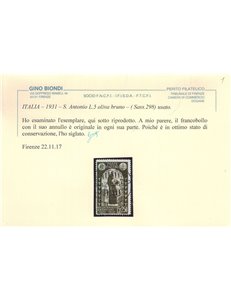 ITALIA REGNO 1931 Centenario S. Antonio 7v us ©