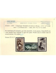 ITALIA REGNO 1934 Campionato di calcio 9v us ©