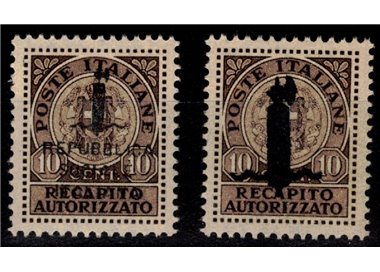ITALIA RSI 1944 Recapito autorizzato (non emessi) 2v MNH** ©