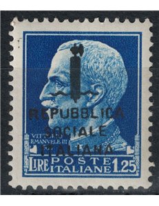 ITALY RSI 1944 Variety 1.25£ Imperial (overprint exchanges) MNH** ©