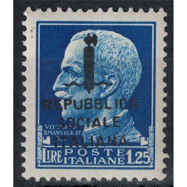 ITALY RSI 1944 Variety 1.25£ Imperial (overprint exchanges) MNH** ©