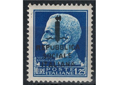 ITALY RSI 1944 Variety 1.25£ Imperial (overprint exchanges) MNH** ©