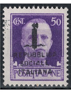 ITALIA RSI 1944 Varietà 50c Imperiale (scambi soprast.) MNH** ©