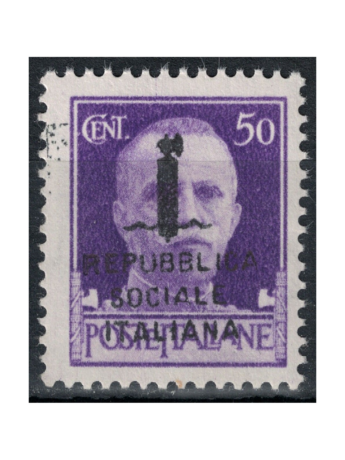 ITALY RSI 1944 Variety 50c Imperial (exchange overprint) MNH** ©