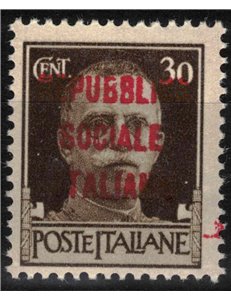 ITALY RSI 1944 Variety 30c Imperial (exchanges overlay text) MNH** ©