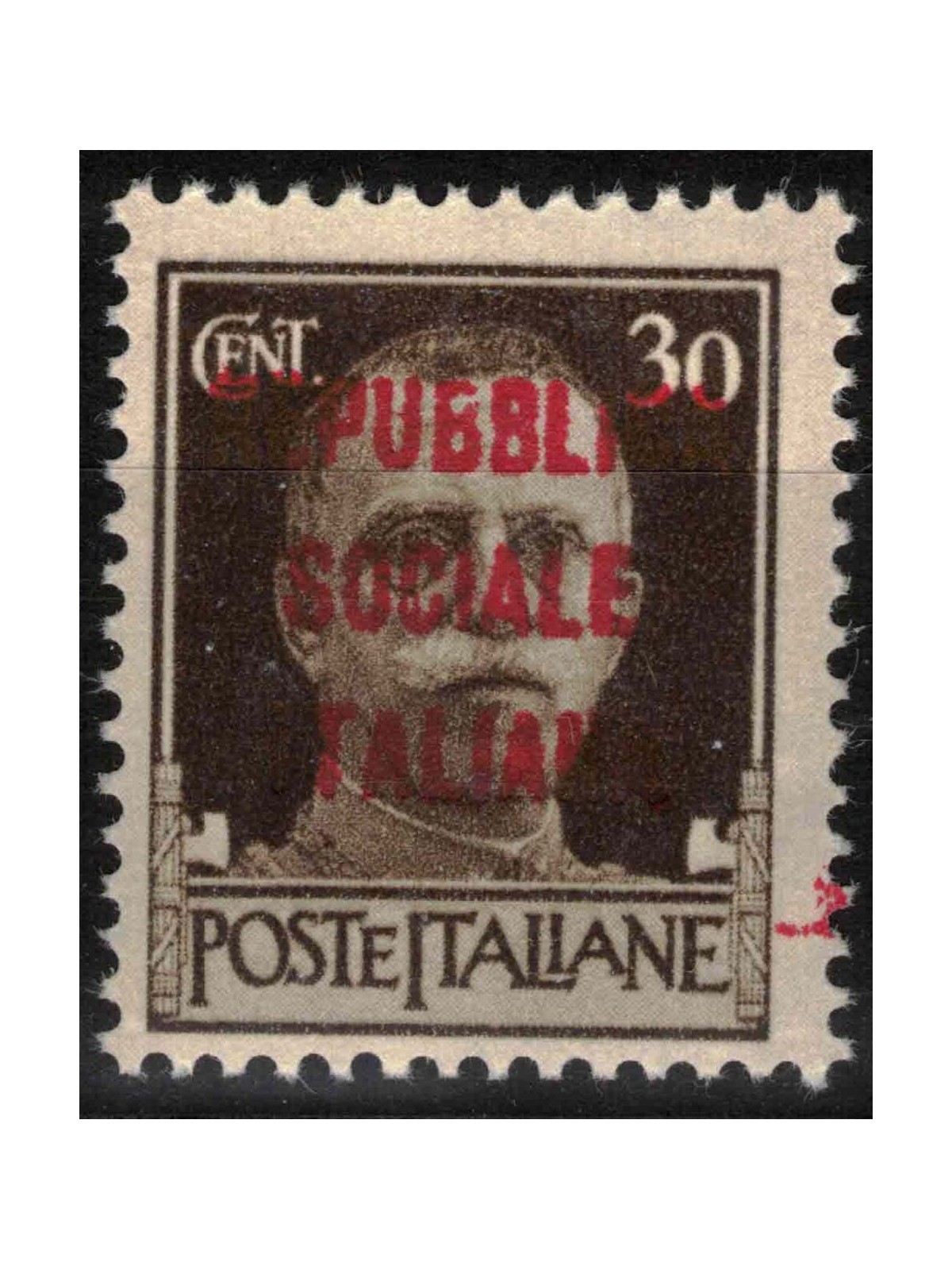 ITALY RSI 1944 Variety 30c Imperial (exchanges overlay text) MNH** ©