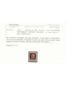 ITALIA RSI 1944 Varietà 30c Imperiale (scambi soprast. testo) MNH** ©