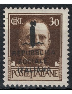 ITALY RSI 1944 Variety 30c Imperial (exchange overprint) MNH** ©