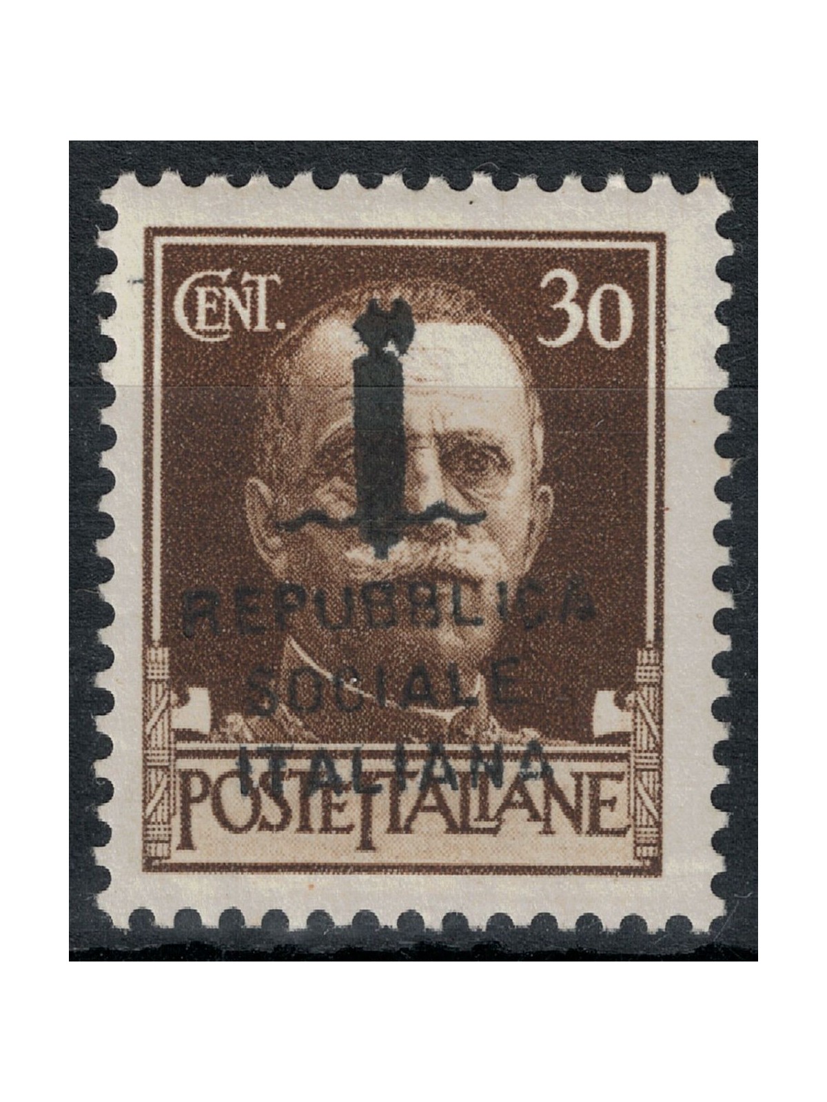 ITALIA RSI 1944 Varietà 30c Imperiale (scambi soprast.) MNH** ©
