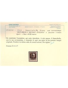 ITALIA RSI 1944 Varietà 30c Imperiale (scambi soprast.) MNH** ©