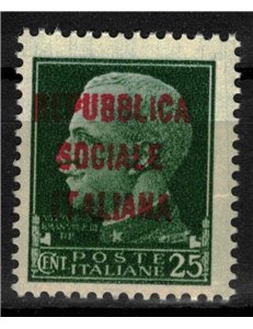 ITALY RSI 1944 Variety 25c Imperial (exchange overprint) MNH** ©