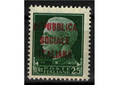 ITALIA RSI 1944 Varietà 25c Imperiale (scambi soprast.) MNH** ©