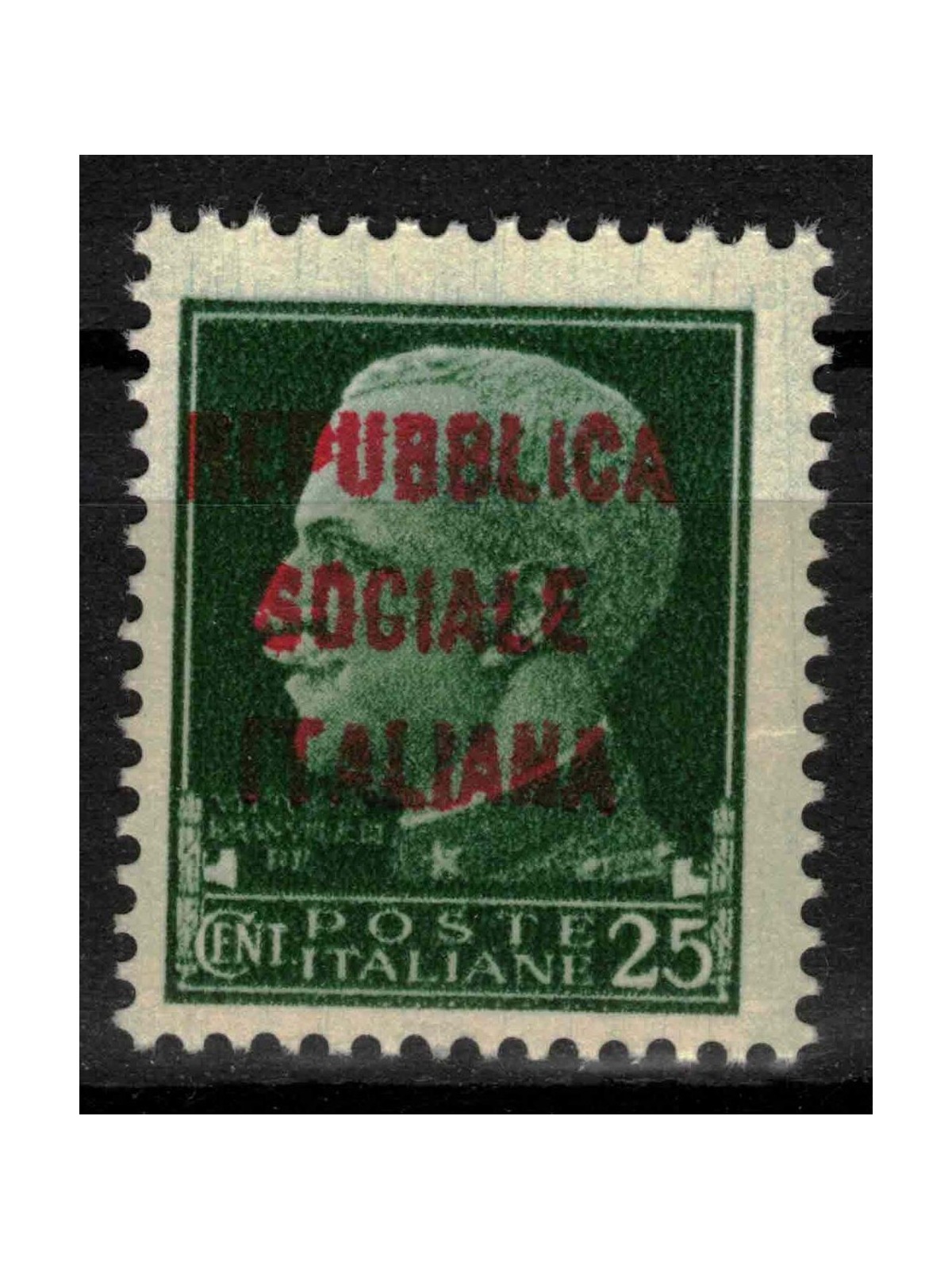 ITALIA RSI 1944 Varietà 25c Imperiale (scambi soprast.) MNH** ©